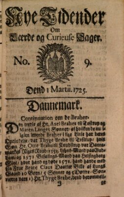 Nye tidender om laerde og curieuse sager Donnerstag 1. März 1725