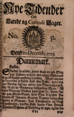Nye tidender om laerde og curieuse sager Donnerstag 20. Dezember 1725