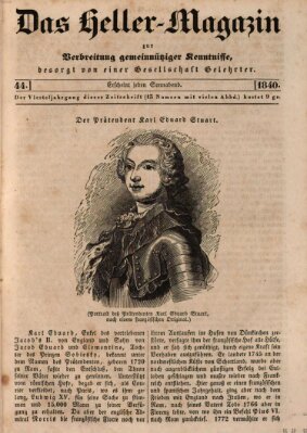 Das Heller-Magazin Samstag 31. Oktober 1840