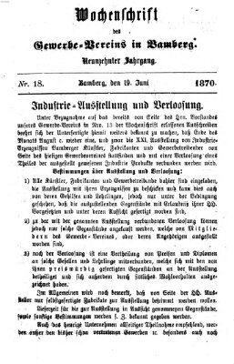 Wochenschrift des Gewerbe-Vereins der Stadt Bamberg Sonntag 19. Juni 1870