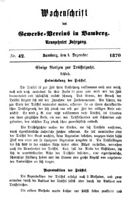 Wochenschrift des Gewerbe-Vereins der Stadt Bamberg Sonntag 4. Dezember 1870