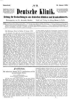 Deutsche Klinik Samstag 15. Januar 1870