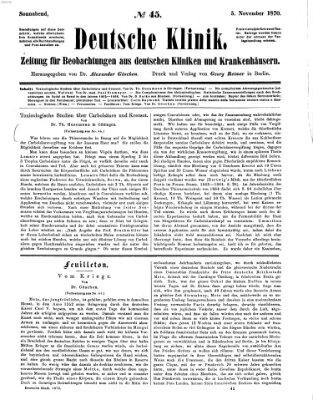 Deutsche Klinik Samstag 5. November 1870