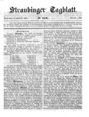 Straubinger Tagblatt Donnerstag 18. September 1862