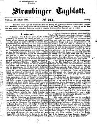 Straubinger Tagblatt Freitag 17. Oktober 1862