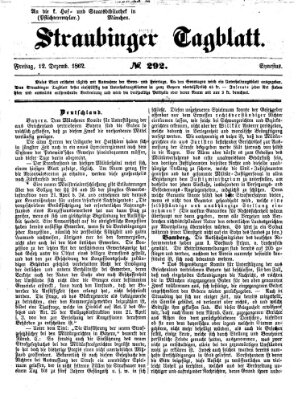 Straubinger Tagblatt Freitag 12. Dezember 1862
