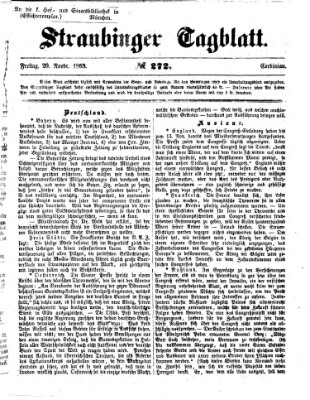 Straubinger Tagblatt Freitag 20. November 1863