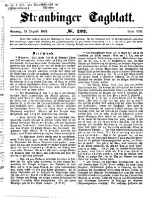 Straubinger Tagblatt Sonntag 13. Dezember 1863