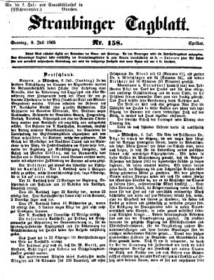 Straubinger Tagblatt Sonntag 9. Juli 1865