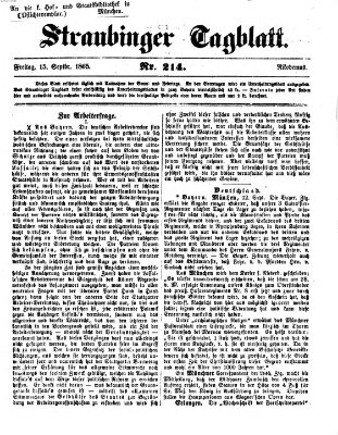 Straubinger Tagblatt Freitag 15. September 1865