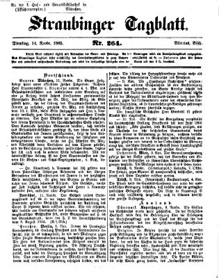 Straubinger Tagblatt Dienstag 14. November 1865