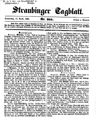 Straubinger Tagblatt Mittwoch 15. November 1865