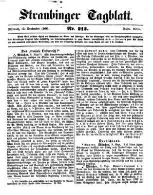 Straubinger Tagblatt Mittwoch 12. September 1866