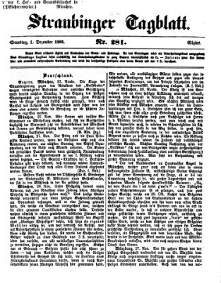 Straubinger Tagblatt Samstag 1. Dezember 1866