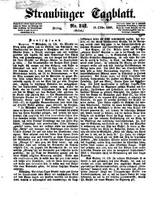 Straubinger Tagblatt Freitag 16. Oktober 1868