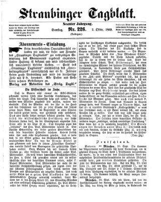 Straubinger Tagblatt Samstag 2. Oktober 1869