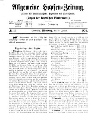 Allgemeine Hopfen-Zeitung Donnerstag 27. Januar 1870