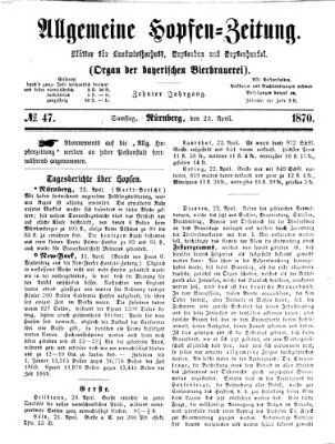 Allgemeine Hopfen-Zeitung Samstag 23. April 1870