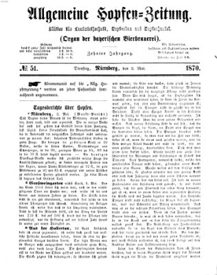 Allgemeine Hopfen-Zeitung Dienstag 3. Mai 1870