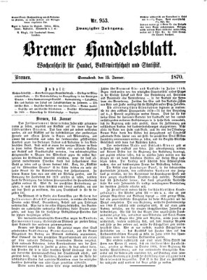 Bremer Handelsblatt Samstag 15. Januar 1870