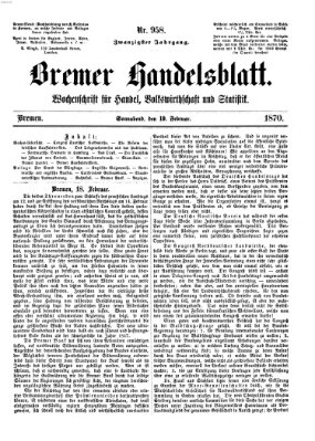 Bremer Handelsblatt Samstag 19. Februar 1870