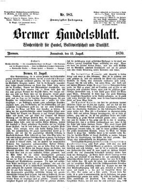 Bremer Handelsblatt Samstag 13. August 1870