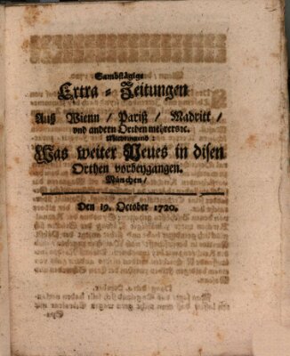 Mercurii Relation, oder wochentliche Ordinari Zeitungen von underschidlichen Orthen (Süddeutsche Presse) Samstag 19. Oktober 1720