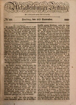 Aschaffenburger Zeitung Freitag 20. September 1833