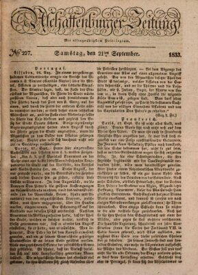 Aschaffenburger Zeitung Samstag 21. September 1833