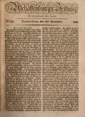 Aschaffenburger Zeitung Donnerstag 26. September 1833