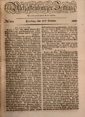 Aschaffenburger Zeitung Freitag 11. Oktober 1833