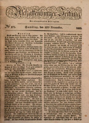 Aschaffenburger Zeitung Samstag 16. November 1833