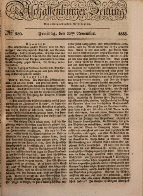 Aschaffenburger Zeitung Freitag 22. November 1833