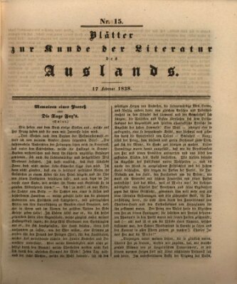 Blätter zur Kunde der Literatur des Auslands (Das Ausland) Samstag 17. Februar 1838