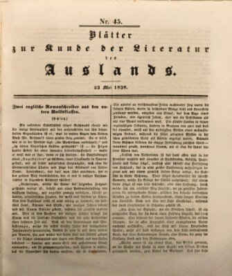 Blätter zur Kunde der Literatur des Auslands (Das Ausland) Mittwoch 23. Mai 1838
