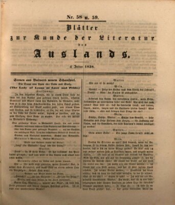 Blätter zur Kunde der Literatur des Auslands (Das Ausland) Mittwoch 4. Juli 1838