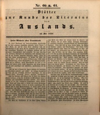Blätter zur Kunde der Literatur des Auslands (Das Ausland) Sonntag 26. Mai 1839