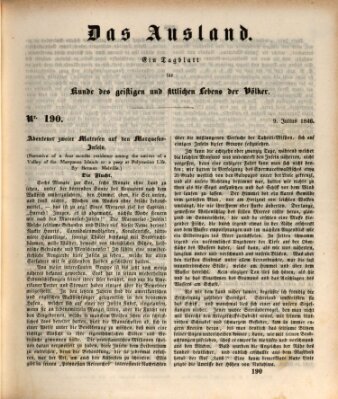 Das Ausland Donnerstag 9. Juli 1846