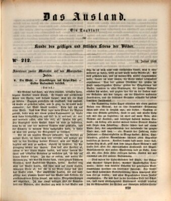 Das Ausland Freitag 31. Juli 1846