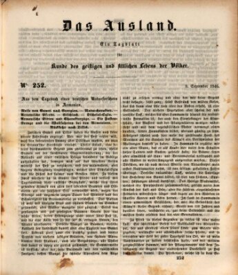Das Ausland Mittwoch 9. September 1846