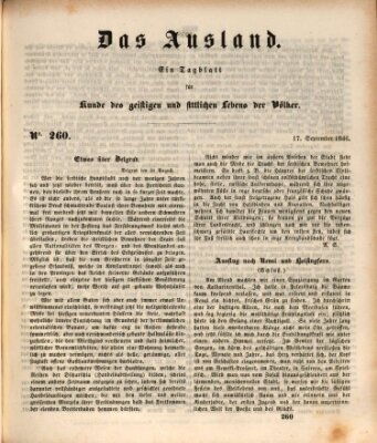Das Ausland Donnerstag 17. September 1846