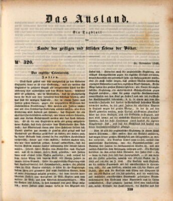 Das Ausland Montag 16. November 1846