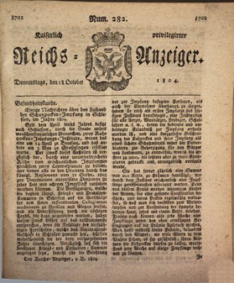 Kaiserlich privilegirter Reichs-Anzeiger (Allgemeiner Anzeiger der Deutschen) Donnerstag 18. Oktober 1804