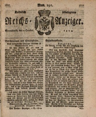 Kaiserlich privilegirter Reichs-Anzeiger (Allgemeiner Anzeiger der Deutschen) Samstag 27. Oktober 1804