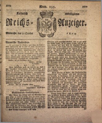 Kaiserlich privilegirter Reichs-Anzeiger (Allgemeiner Anzeiger der Deutschen) Mittwoch 31. Oktober 1804