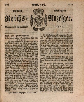 Kaiserlich privilegirter Reichs-Anzeiger (Allgemeiner Anzeiger der Deutschen) Samstag 24. November 1804