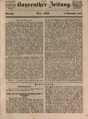 Bayreuther Zeitung Montag 8. November 1847