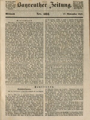 Bayreuther Zeitung Mittwoch 17. November 1847