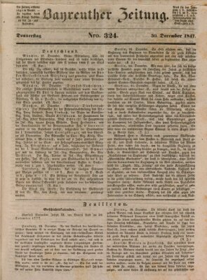 Bayreuther Zeitung Donnerstag 30. Dezember 1847