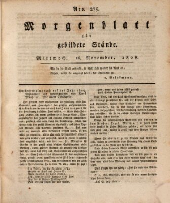 Morgenblatt für gebildete Stände Mittwoch 16. November 1808